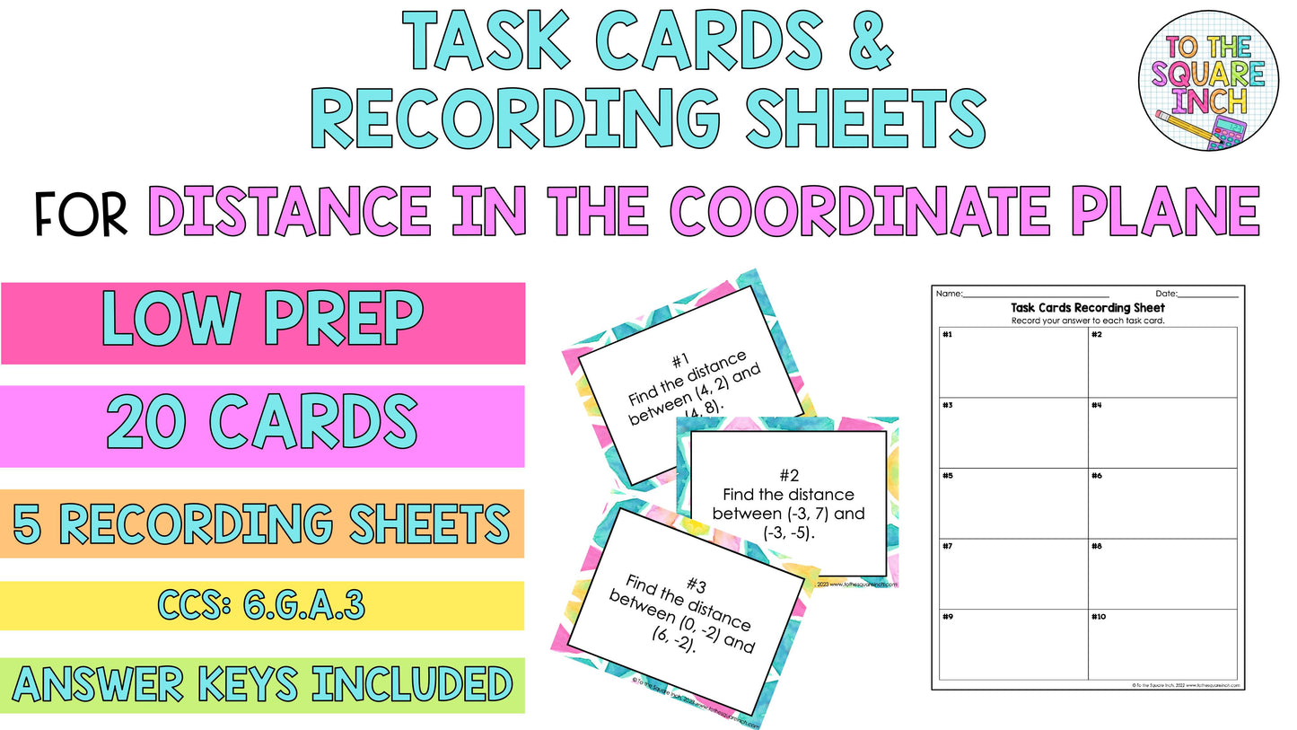 Distance in the Coordinate Plane Task Cards