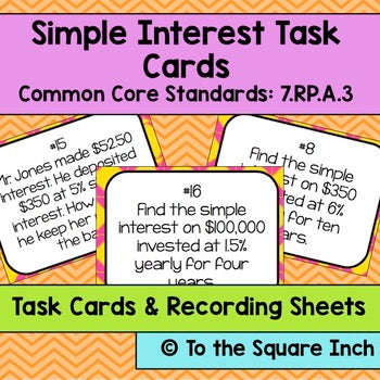 Simple Interest Task Cards