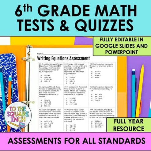 6th Grade Math Tests – To The Square Inch