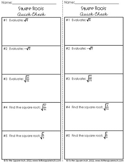 8th Grade Math Exit Slips