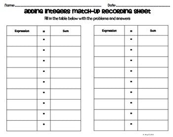 Adding Integers Center