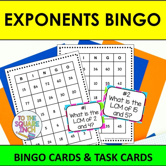 Exponents Bingo and Task Cards