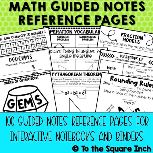 Math Guided Notes Reference Pages