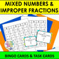 Mixed Numbers and Improper Fractions Bingo Game
