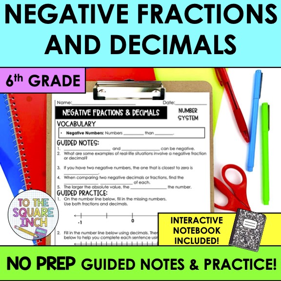 Negative Fractions and Decimals Notes