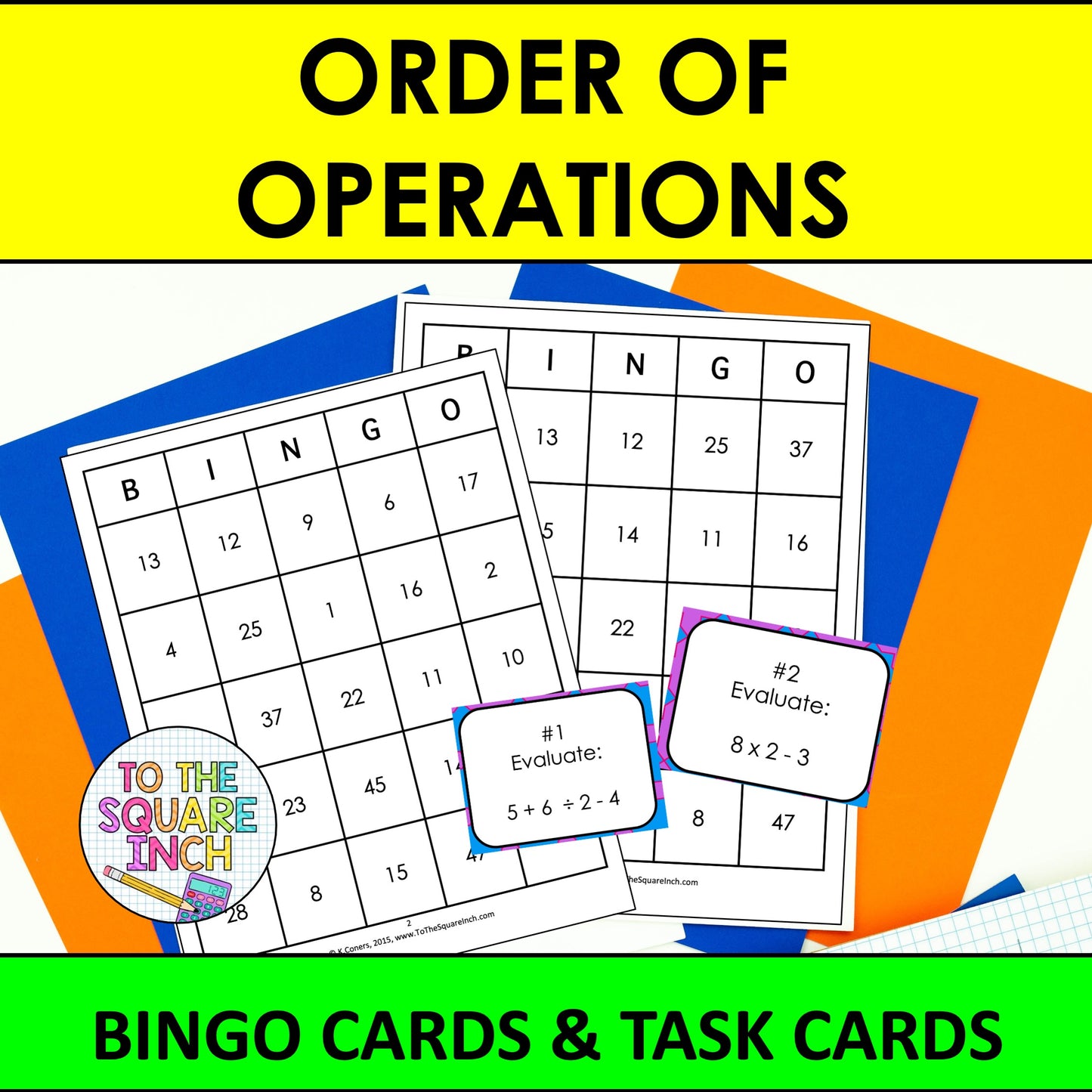 Order of Operations Bingo Game