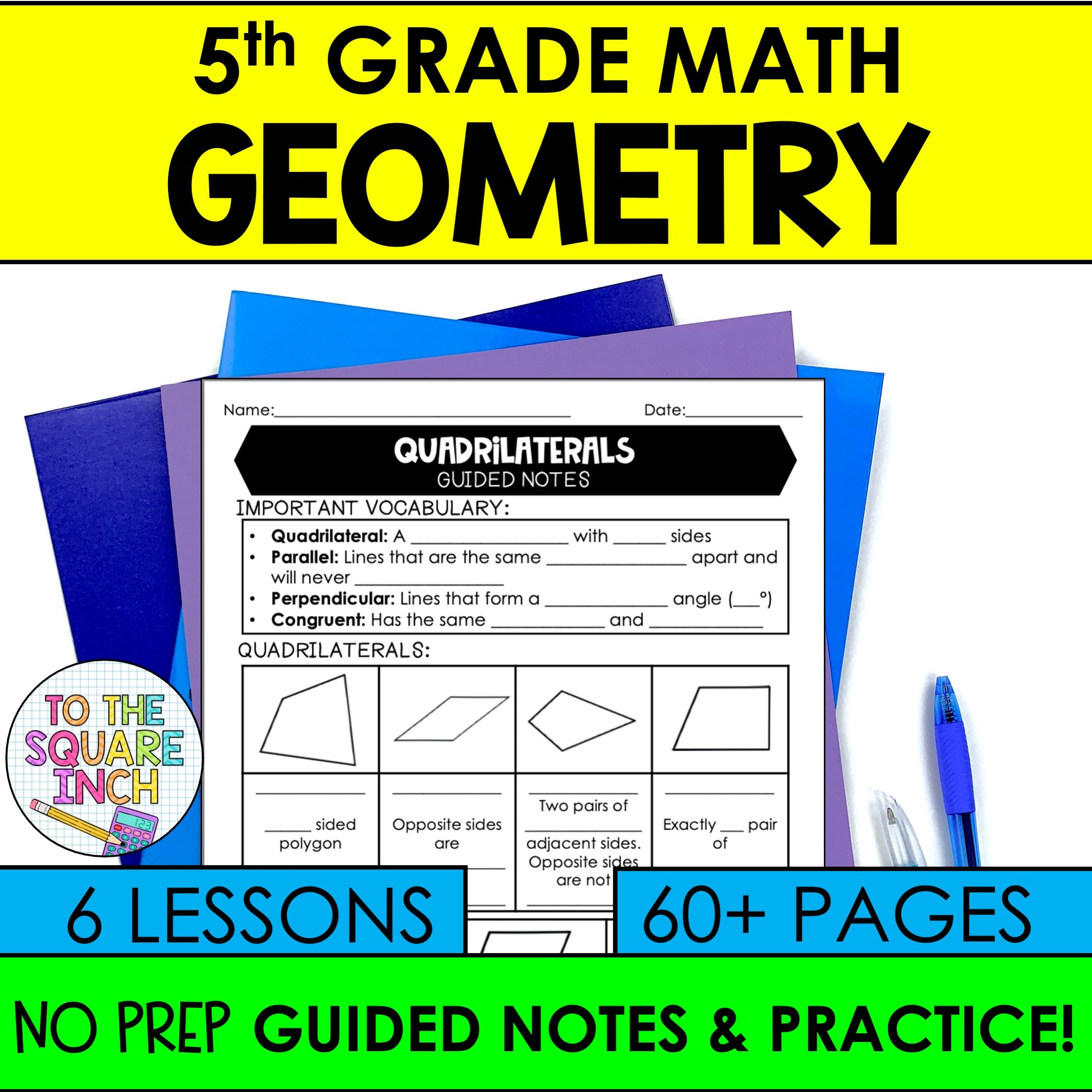 Geometry - 5th Grade Math Guided Notes – To The Square Inch