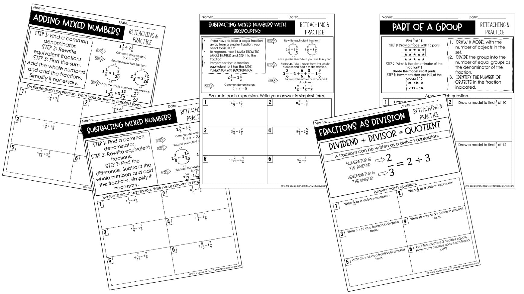 Middle School Math Reteaching Worksheets For 5th, 6th, 7th And 8th ...