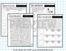 7th Grade Math FUN Worksheets – To The Square Inch