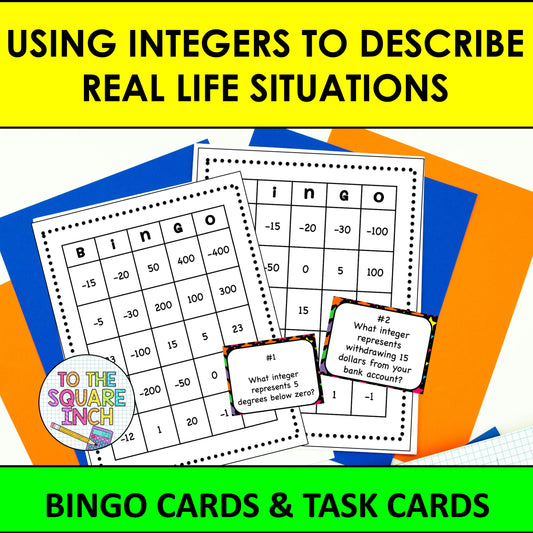 Using Integers to Describe Real Life Situations Bingo Game