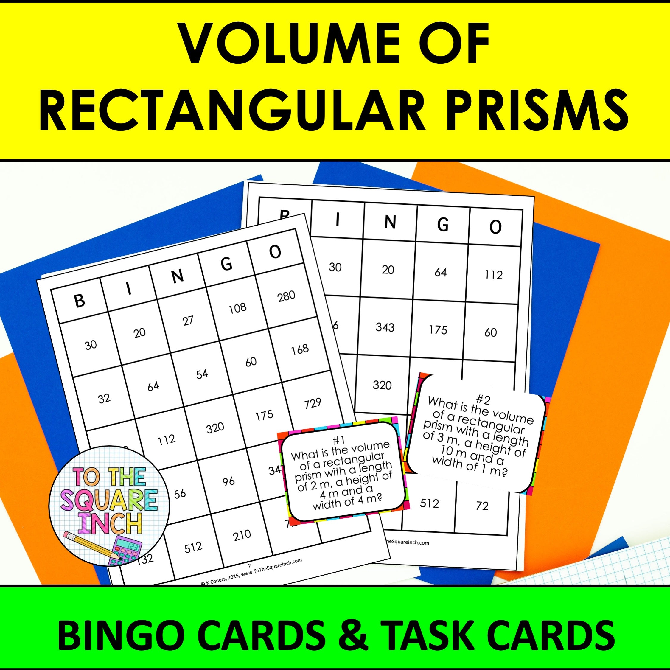 Volume of Rectangular Prisms Bingo Game – To The Square Inch