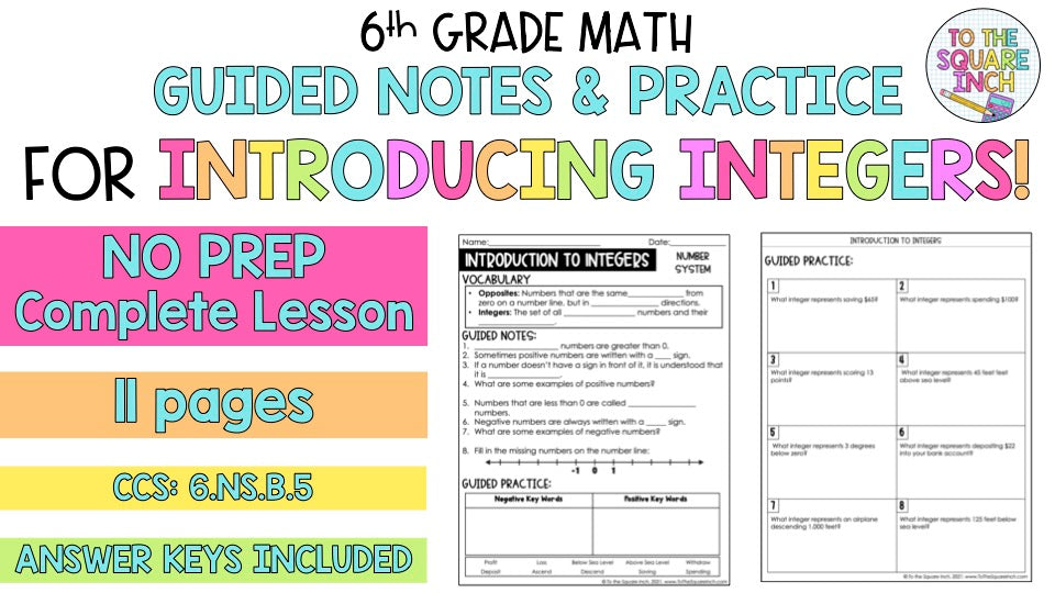 Integers Notes