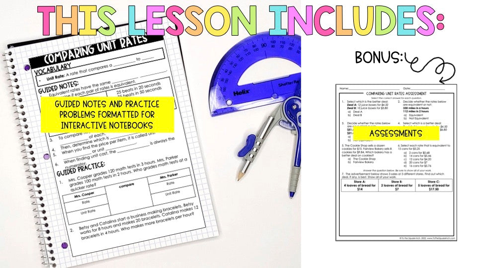 Comparing Unit Rates Notes