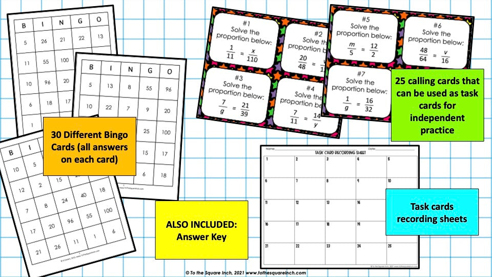 Proportions Bingo Game