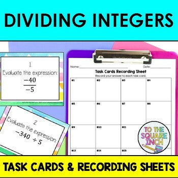 Dividing Integers Task Cards