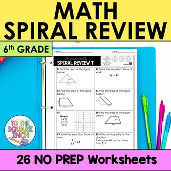 6th Grade Math Spiral Review Worksheets – To The Square Inch