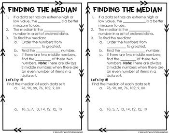 Mean, Median, Mode and Range Interactive Notebook